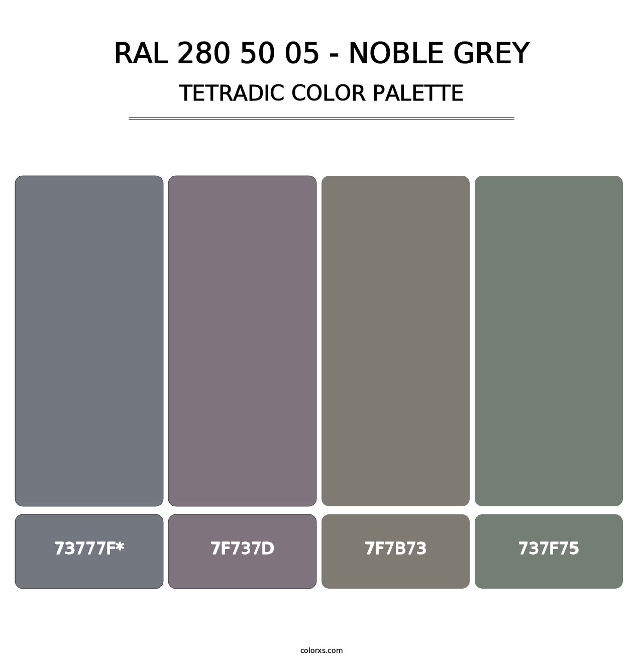 RAL 280 50 05 - Noble Grey - Tetradic Color Palette