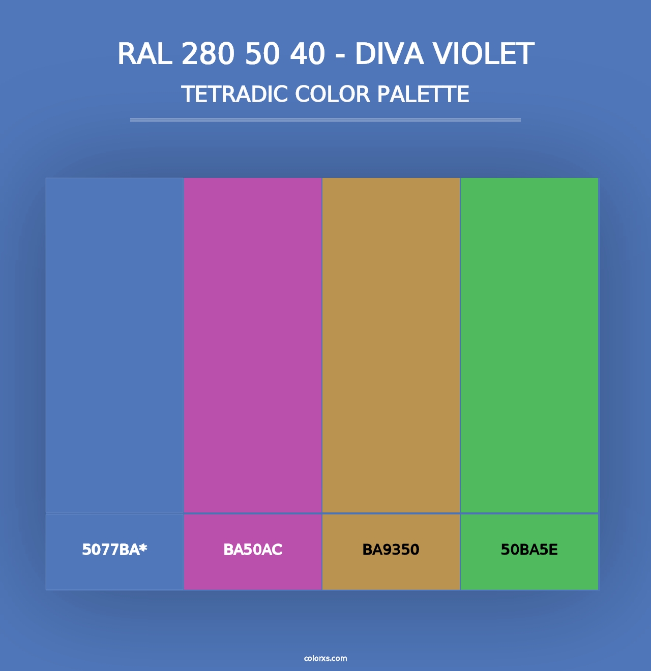 RAL 280 50 40 - Diva Violet - Tetradic Color Palette