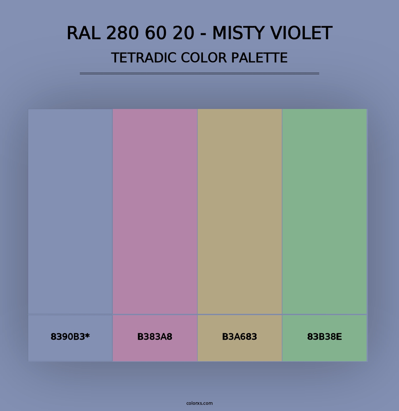 RAL 280 60 20 - Misty Violet - Tetradic Color Palette