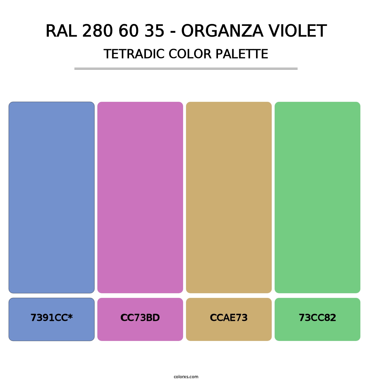 RAL 280 60 35 - Organza Violet - Tetradic Color Palette