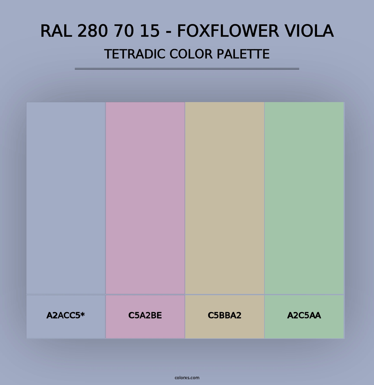 RAL 280 70 15 - Foxflower Viola - Tetradic Color Palette