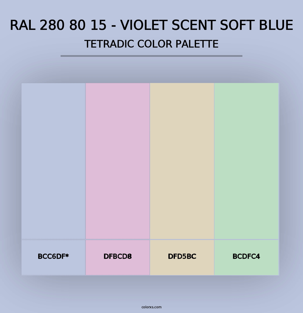 RAL 280 80 15 - Violet Scent Soft Blue - Tetradic Color Palette