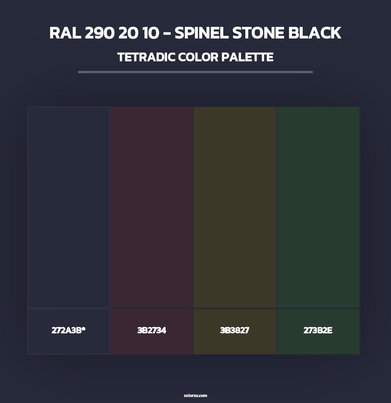 RAL 290 20 10 - Spinel Stone Black - Tetradic Color Palette