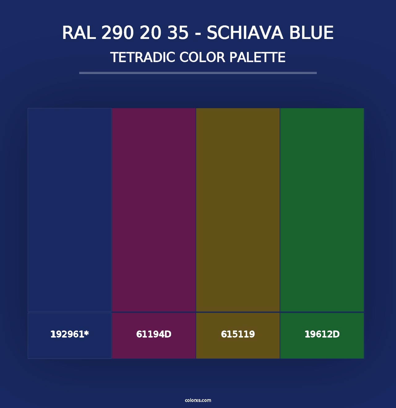 RAL 290 20 35 - Schiava Blue - Tetradic Color Palette