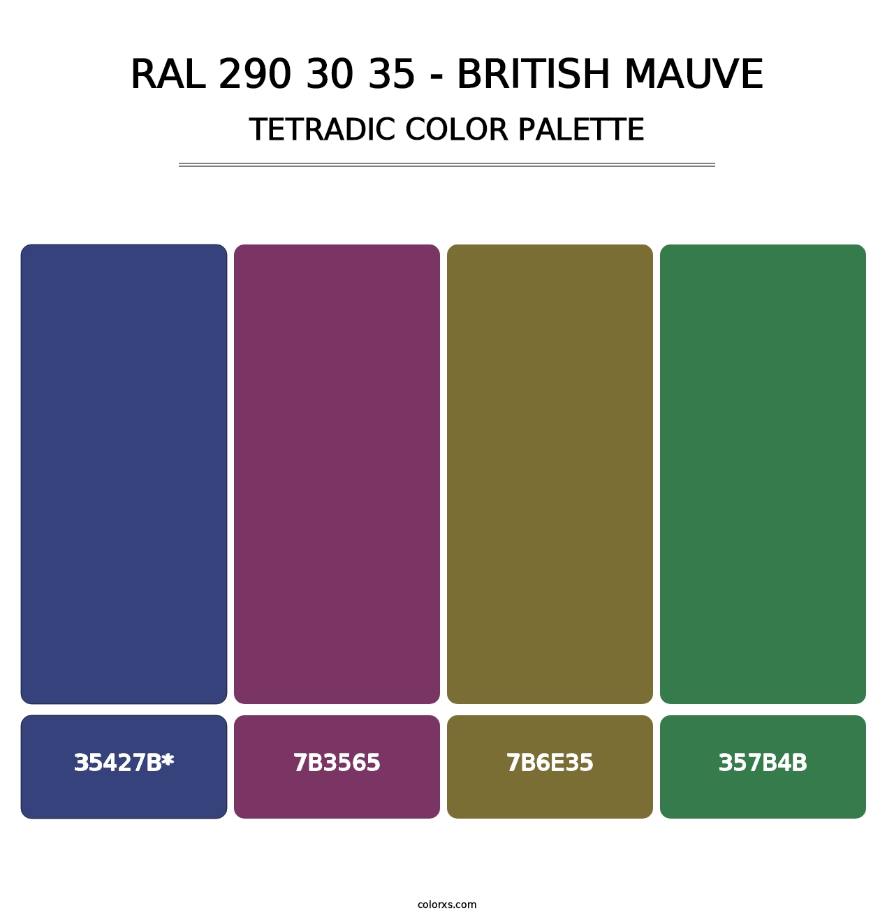 RAL 290 30 35 - British Mauve - Tetradic Color Palette