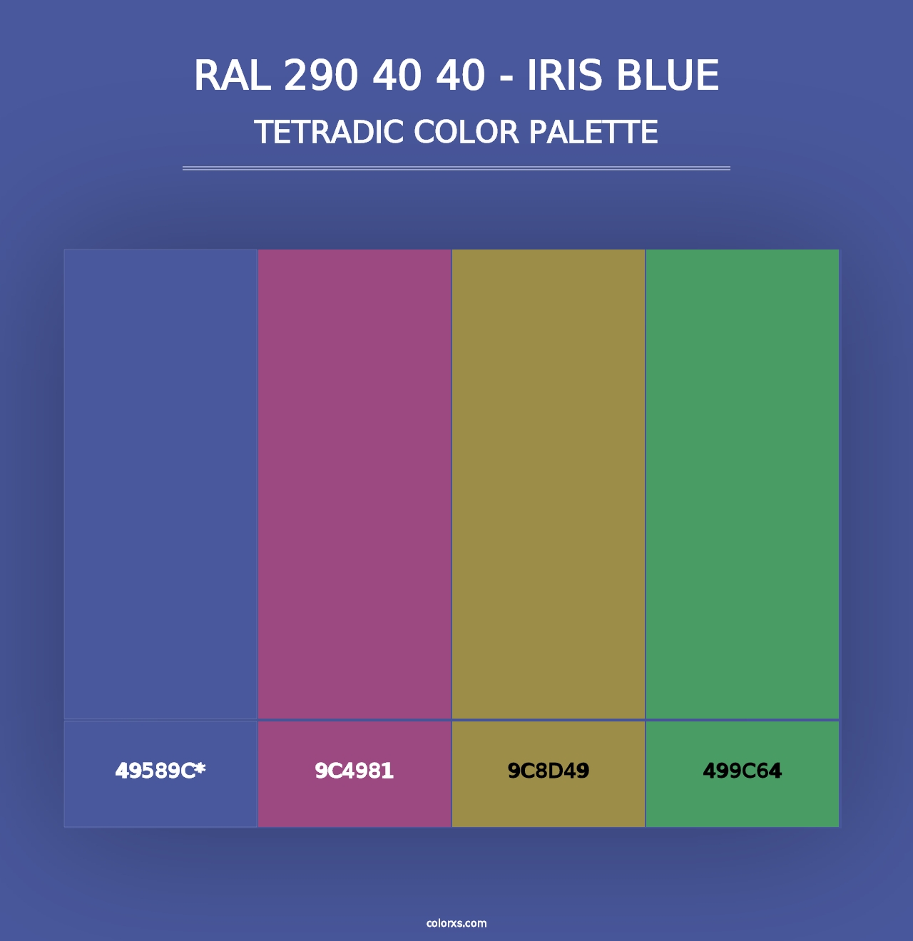 RAL 290 40 40 - Iris Blue - Tetradic Color Palette