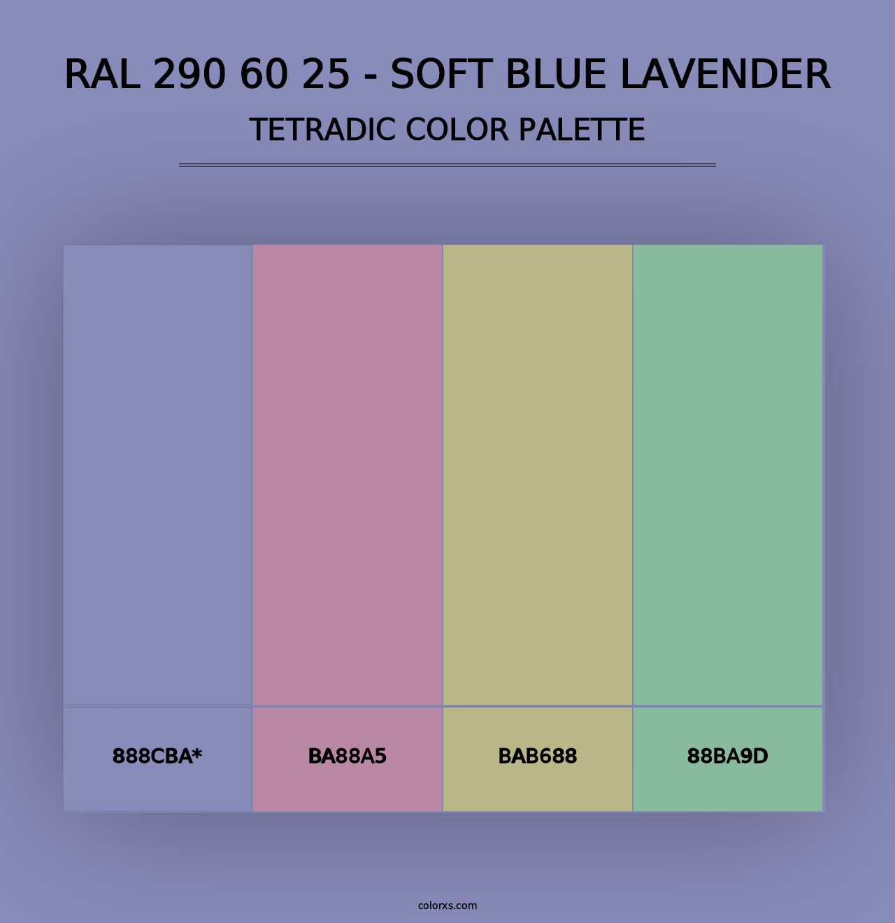 RAL 290 60 25 - Soft Blue Lavender - Tetradic Color Palette