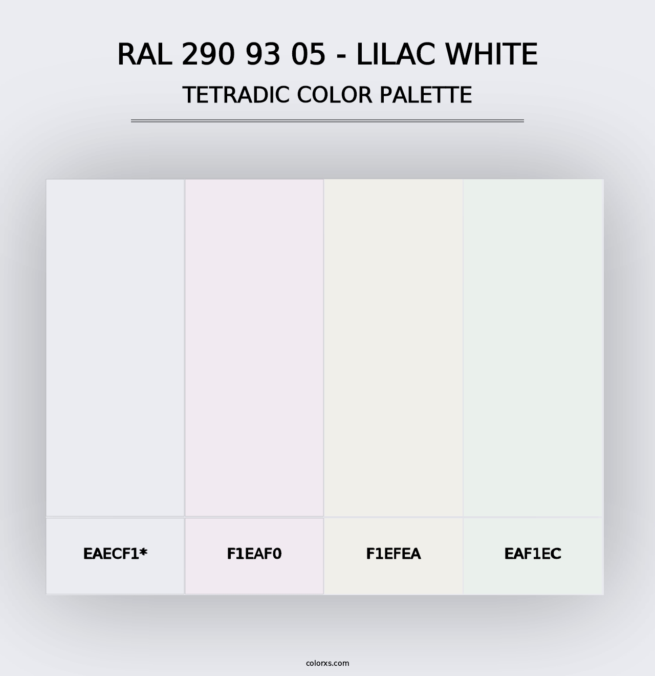 RAL 290 93 05 - Lilac White - Tetradic Color Palette