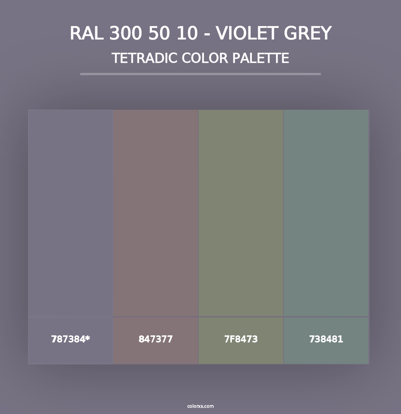 RAL 300 50 10 - Violet Grey - Tetradic Color Palette