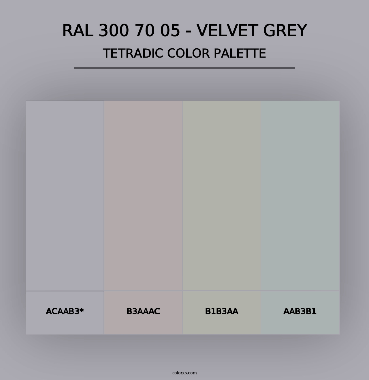 RAL 300 70 05 - Velvet Grey - Tetradic Color Palette