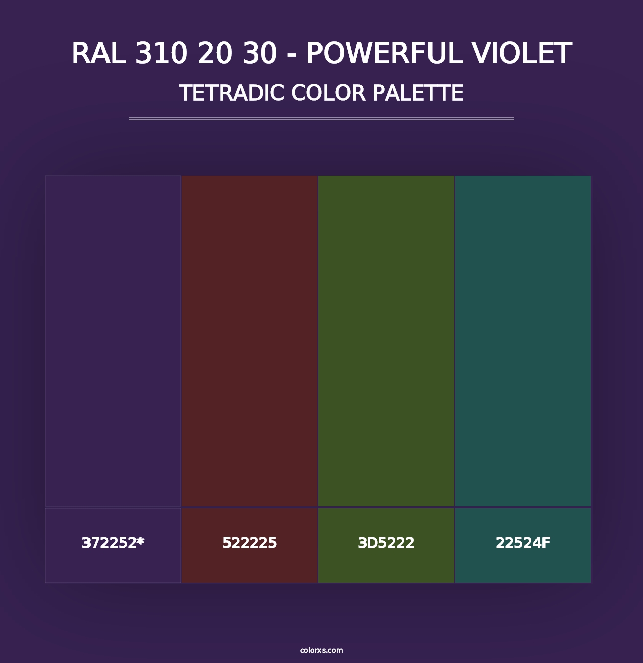 RAL 310 20 30 - Powerful Violet - Tetradic Color Palette