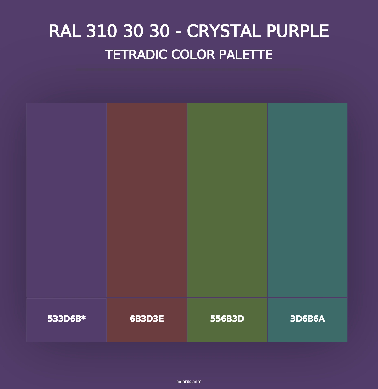 RAL 310 30 30 - Crystal Purple - Tetradic Color Palette