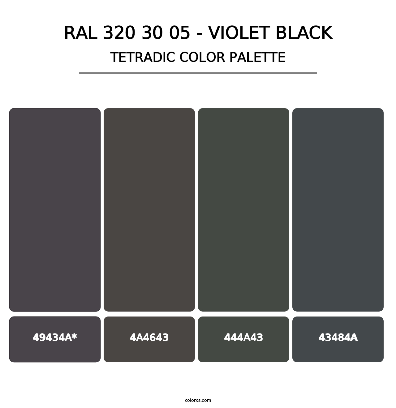 RAL 320 30 05 - Violet Black - Tetradic Color Palette