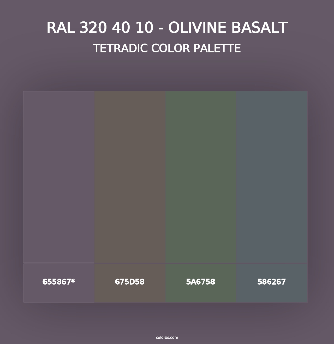 RAL 320 40 10 - Olivine Basalt - Tetradic Color Palette