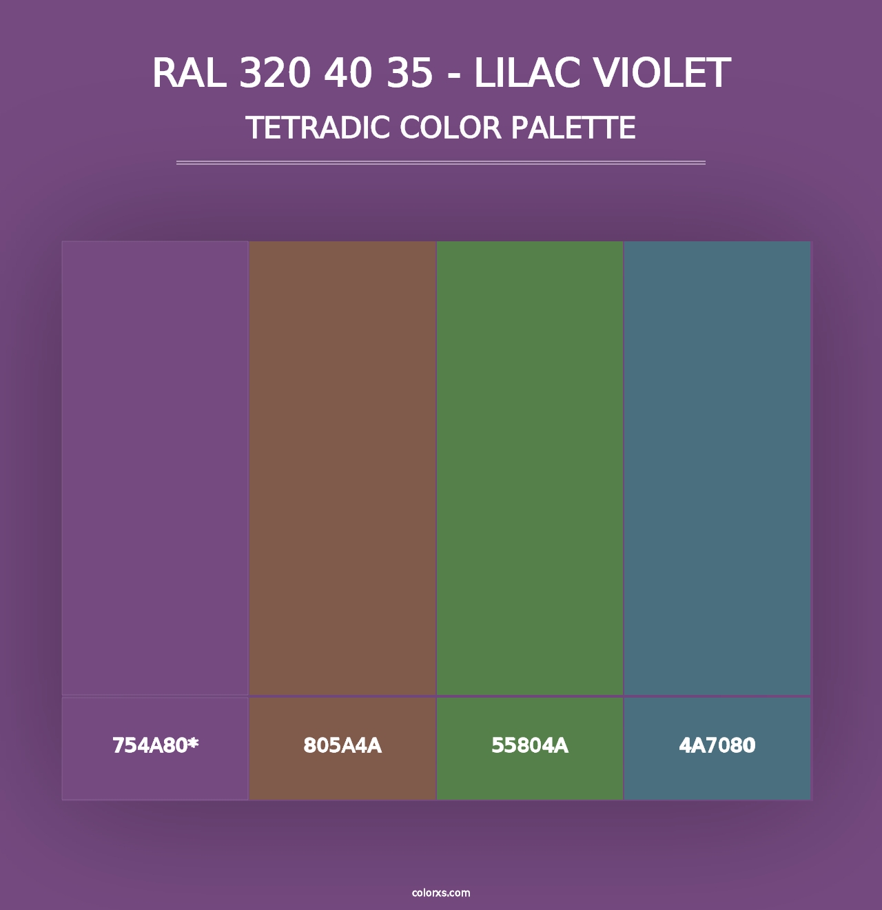 RAL 320 40 35 - Lilac Violet - Tetradic Color Palette