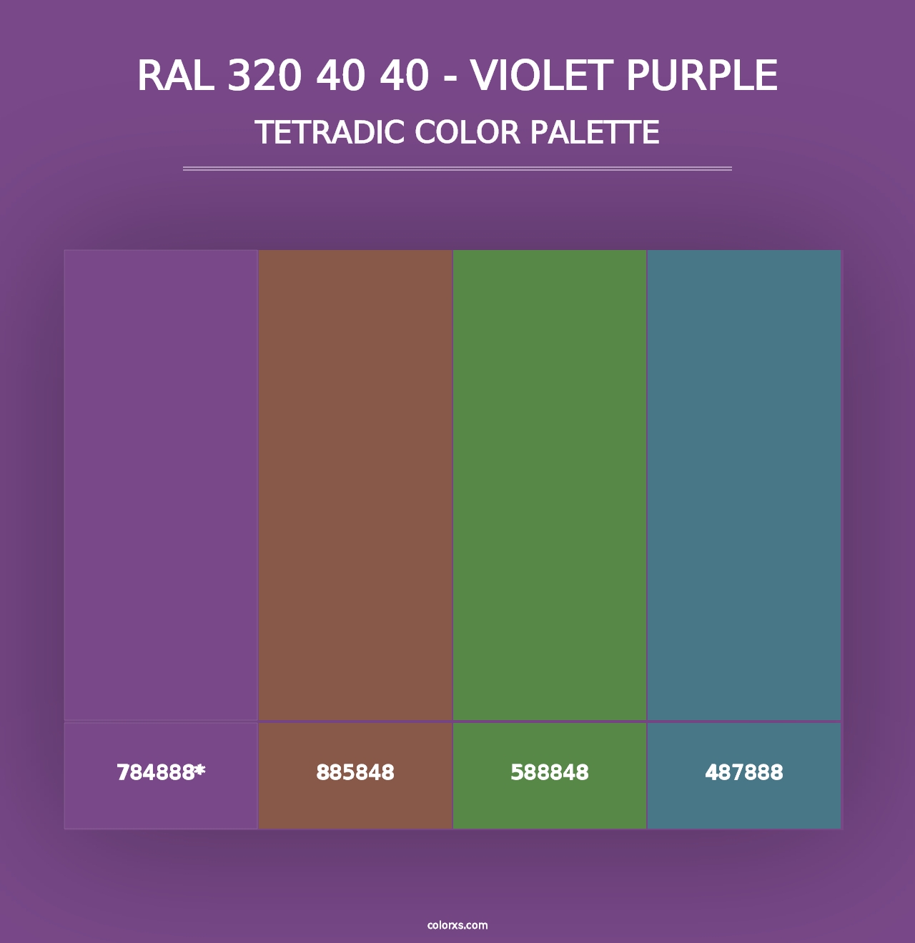 RAL 320 40 40 - Violet Purple - Tetradic Color Palette