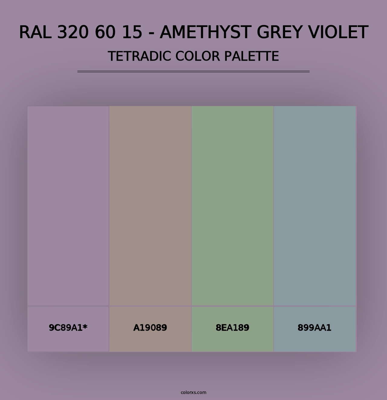 RAL 320 60 15 - Amethyst Grey Violet - Tetradic Color Palette