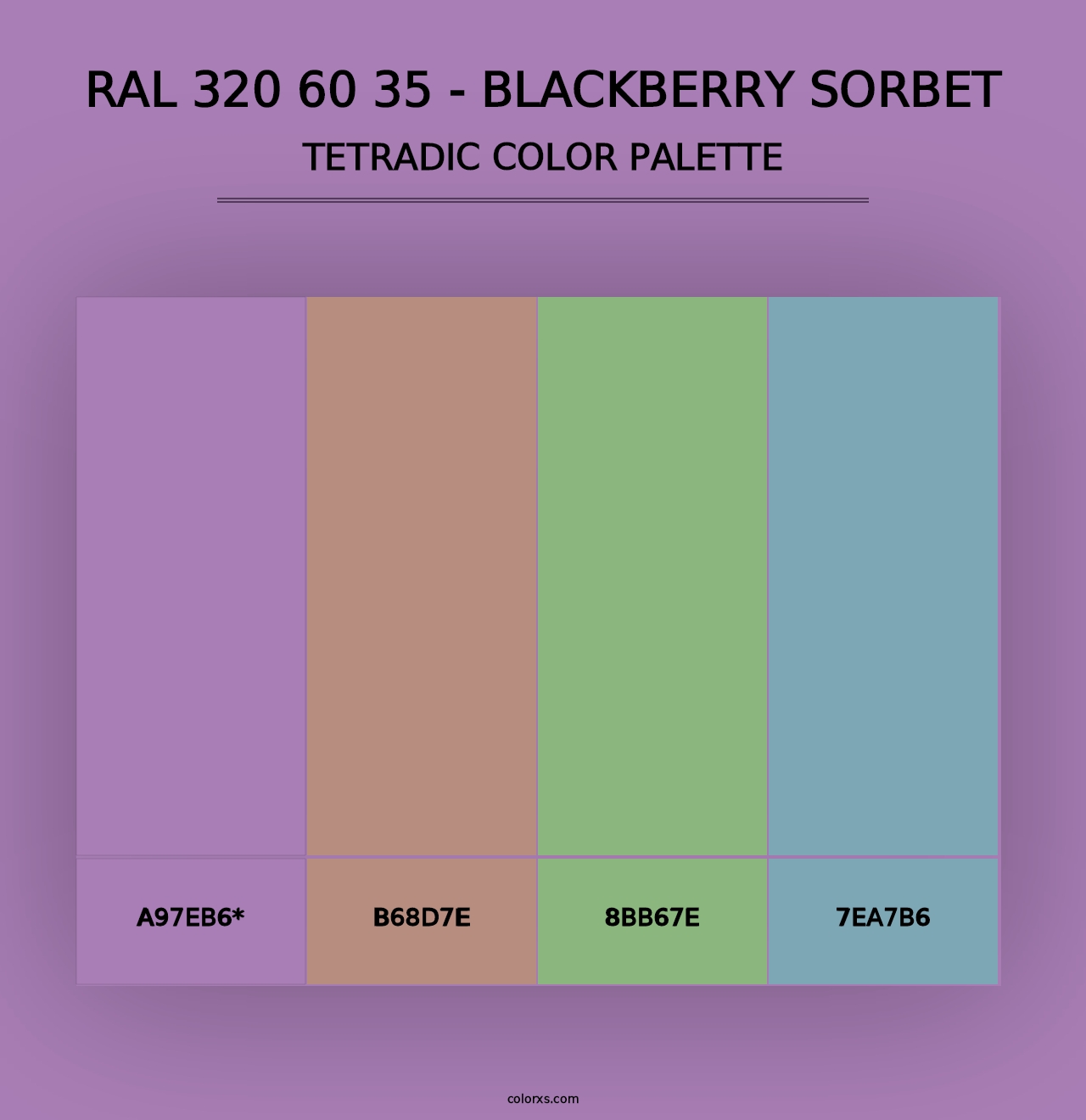 RAL 320 60 35 - Blackberry Sorbet - Tetradic Color Palette