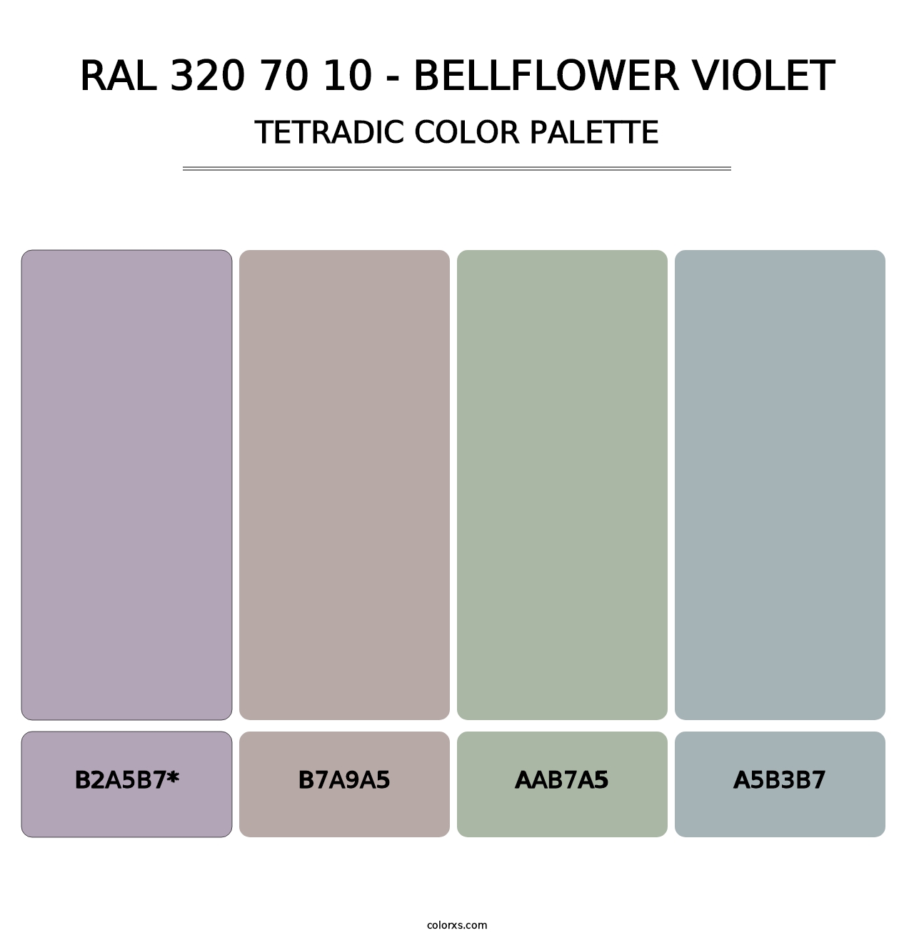 RAL 320 70 10 - Bellflower Violet - Tetradic Color Palette