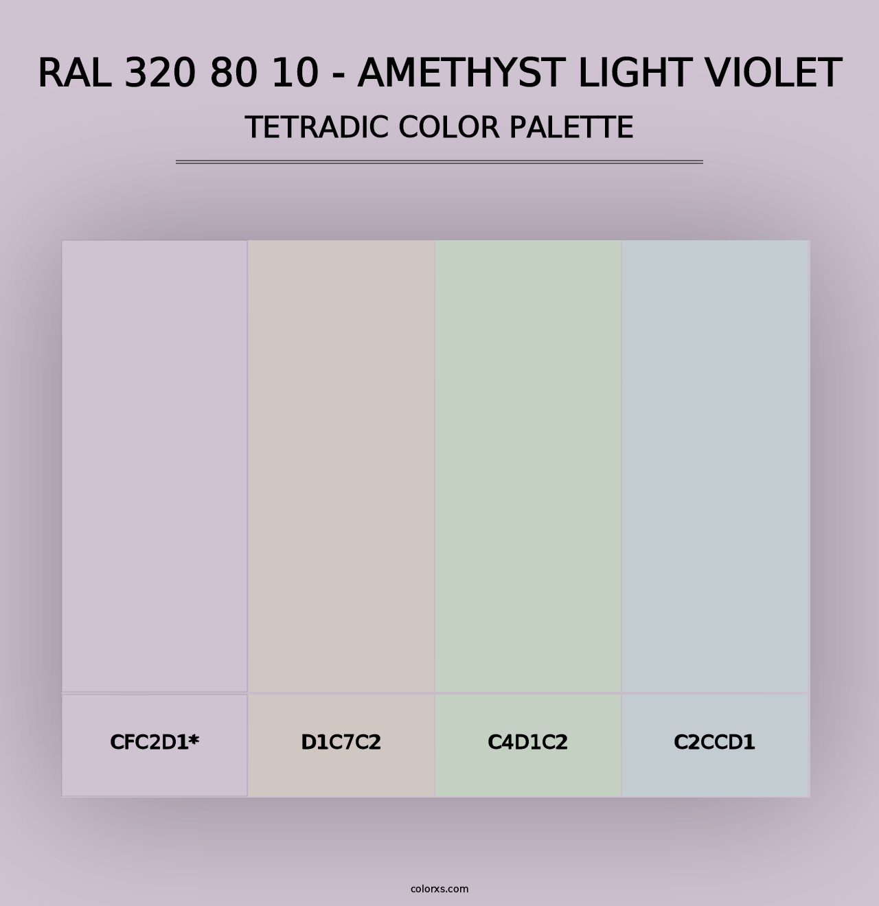 RAL 320 80 10 - Amethyst Light Violet - Tetradic Color Palette