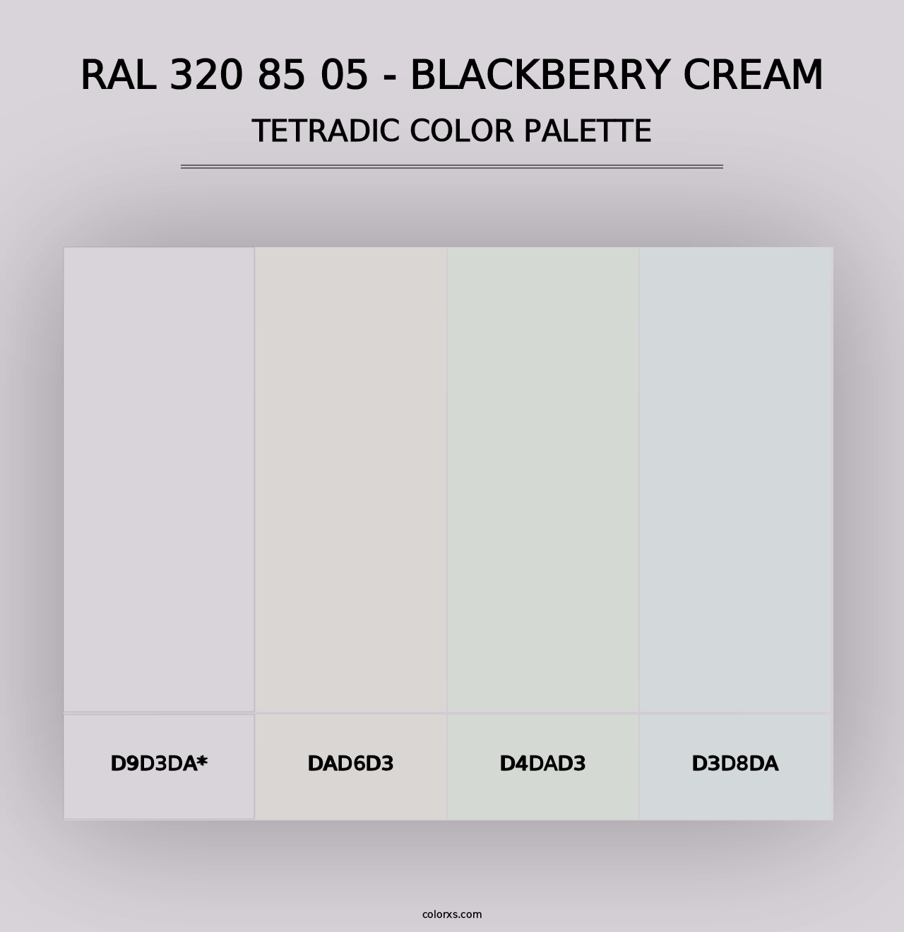 RAL 320 85 05 - Blackberry Cream - Tetradic Color Palette