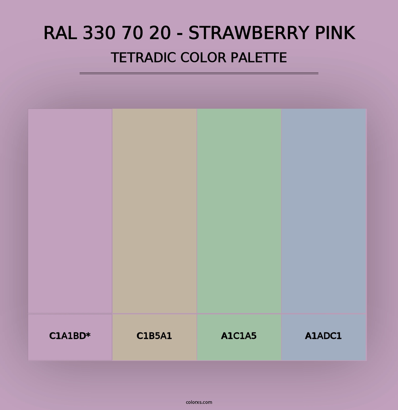 RAL 330 70 20 - Strawberry Pink - Tetradic Color Palette