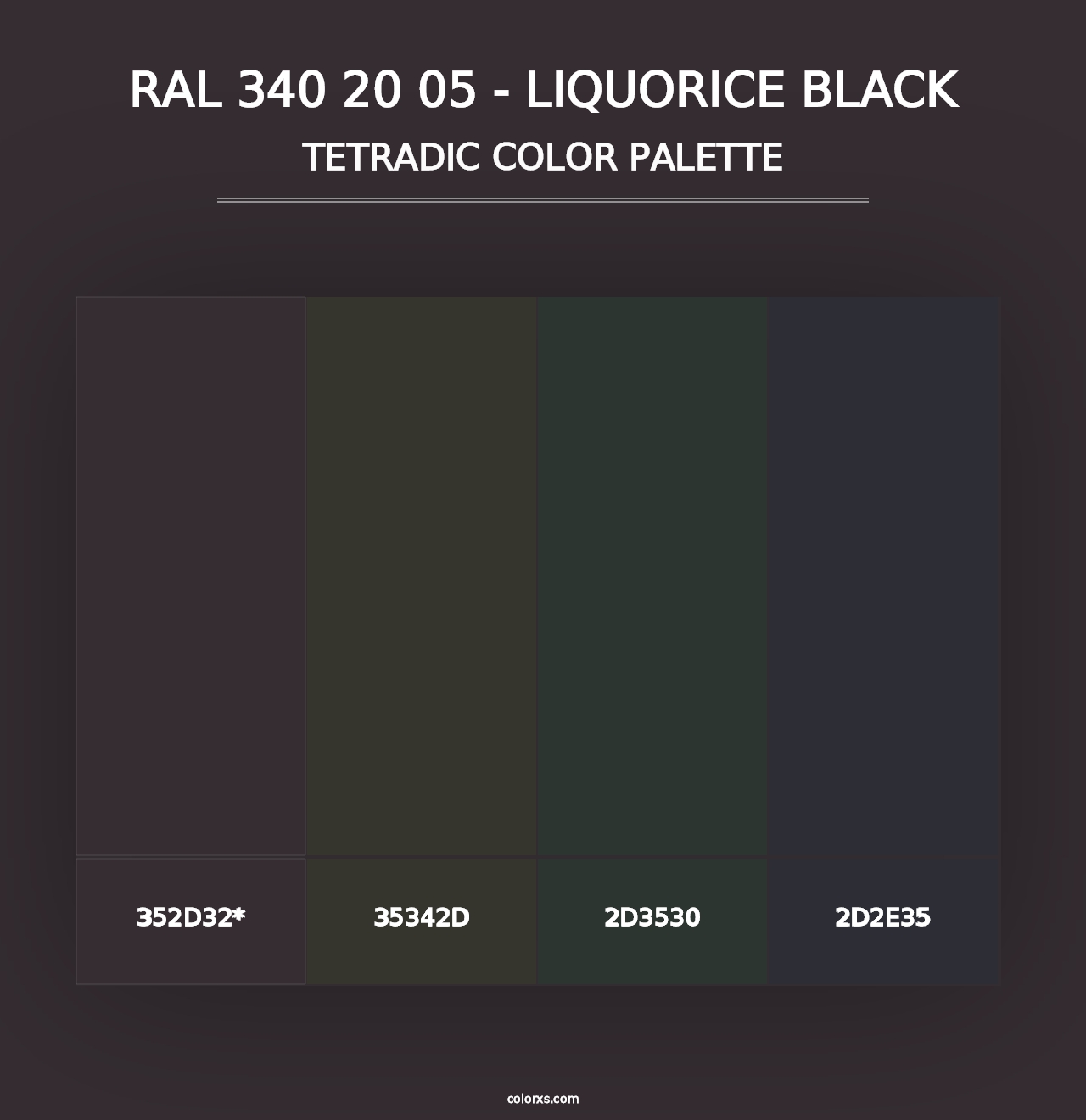 RAL 340 20 05 - Liquorice Black - Tetradic Color Palette