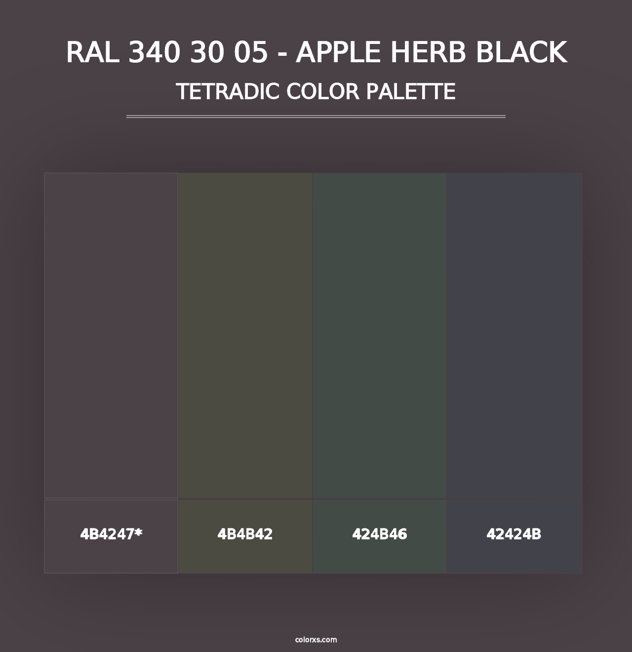 RAL 340 30 05 - Apple Herb Black - Tetradic Color Palette