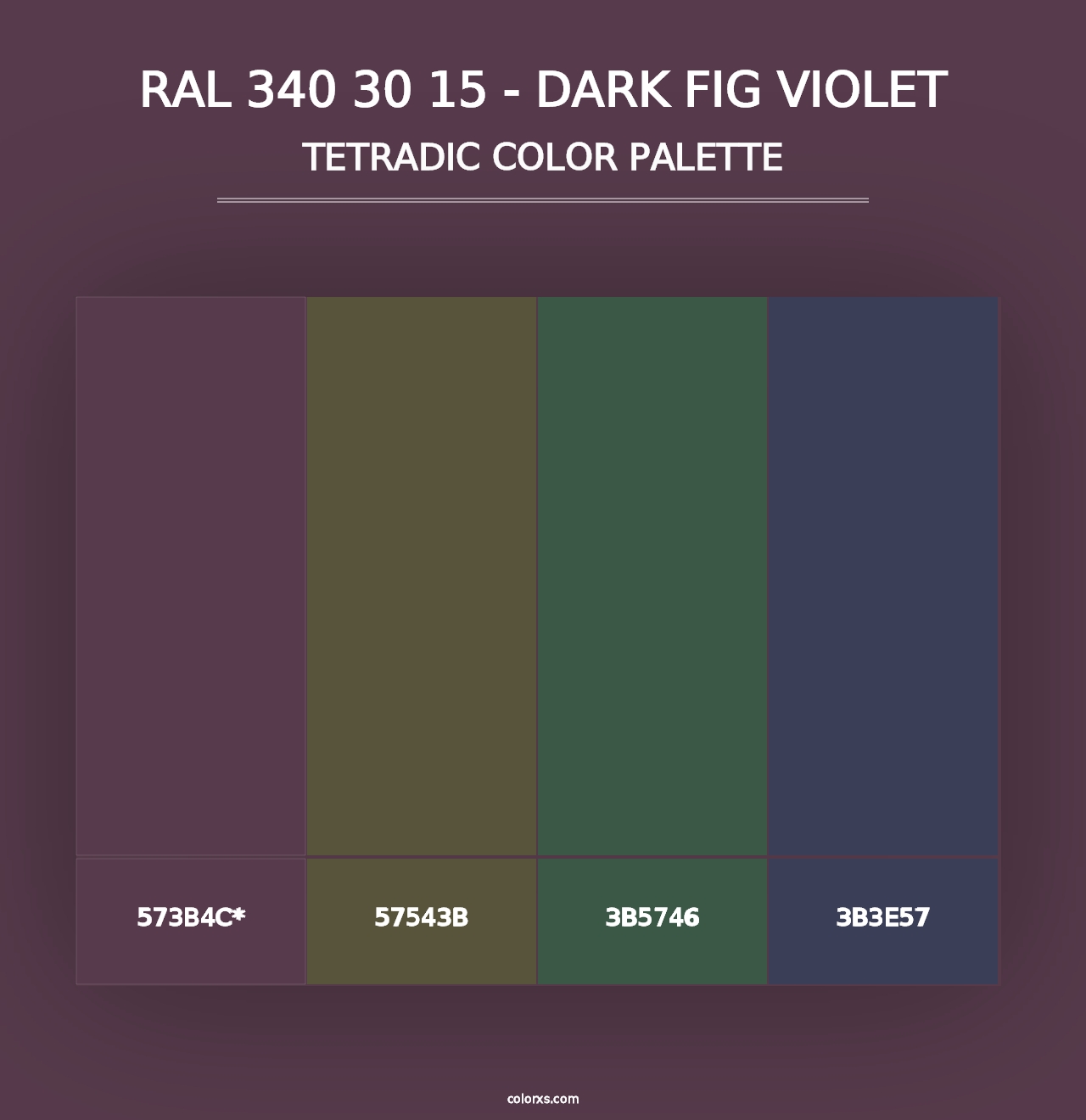 RAL 340 30 15 - Dark Fig Violet - Tetradic Color Palette