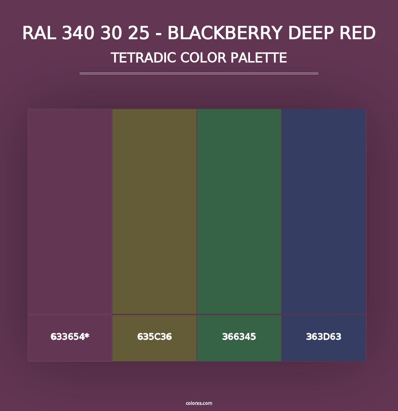 RAL 340 30 25 - Blackberry Deep Red - Tetradic Color Palette