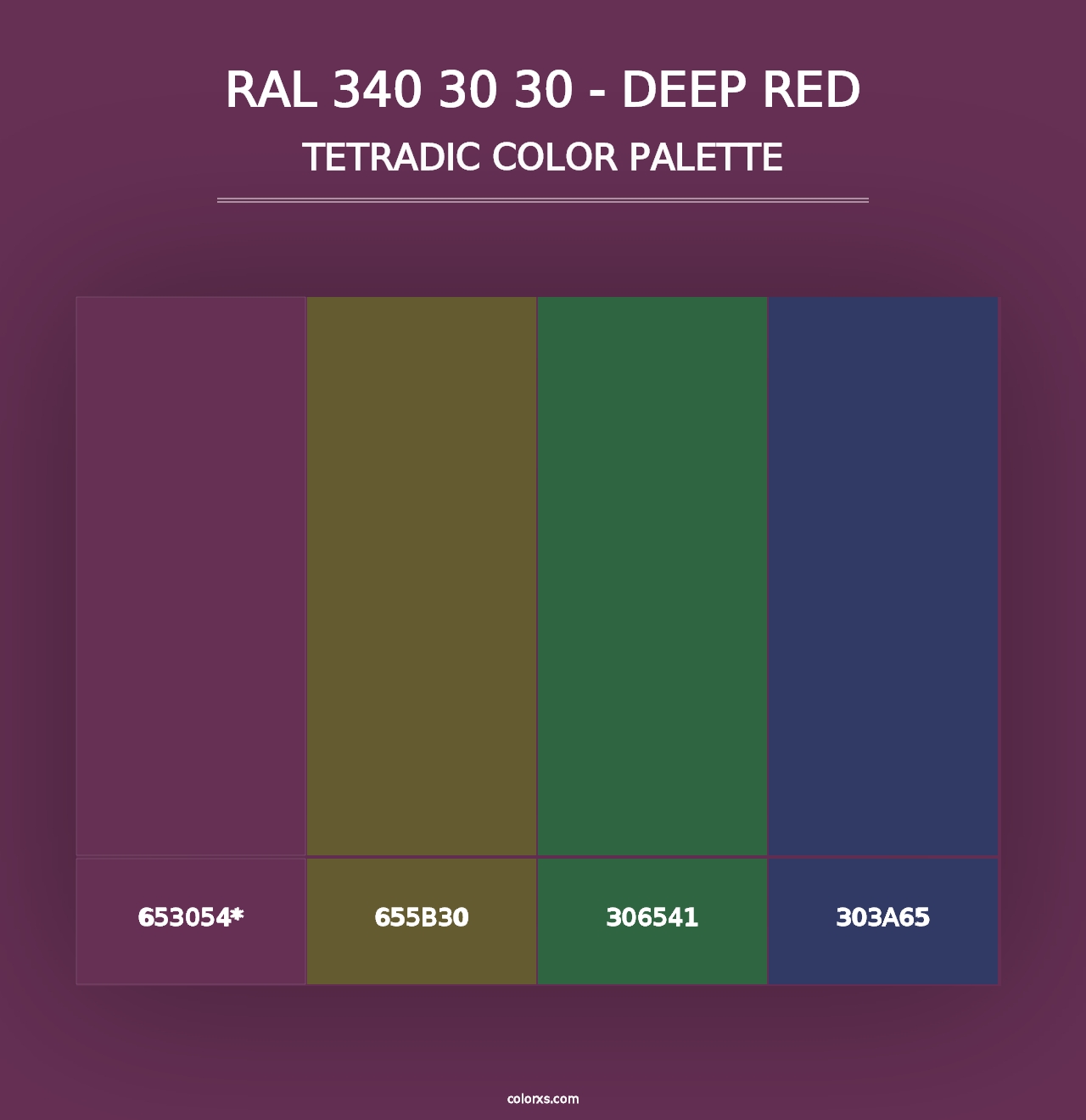 RAL 340 30 30 - Deep Red - Tetradic Color Palette