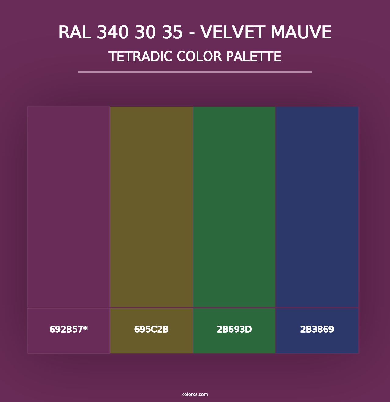 RAL 340 30 35 - Velvet Mauve - Tetradic Color Palette