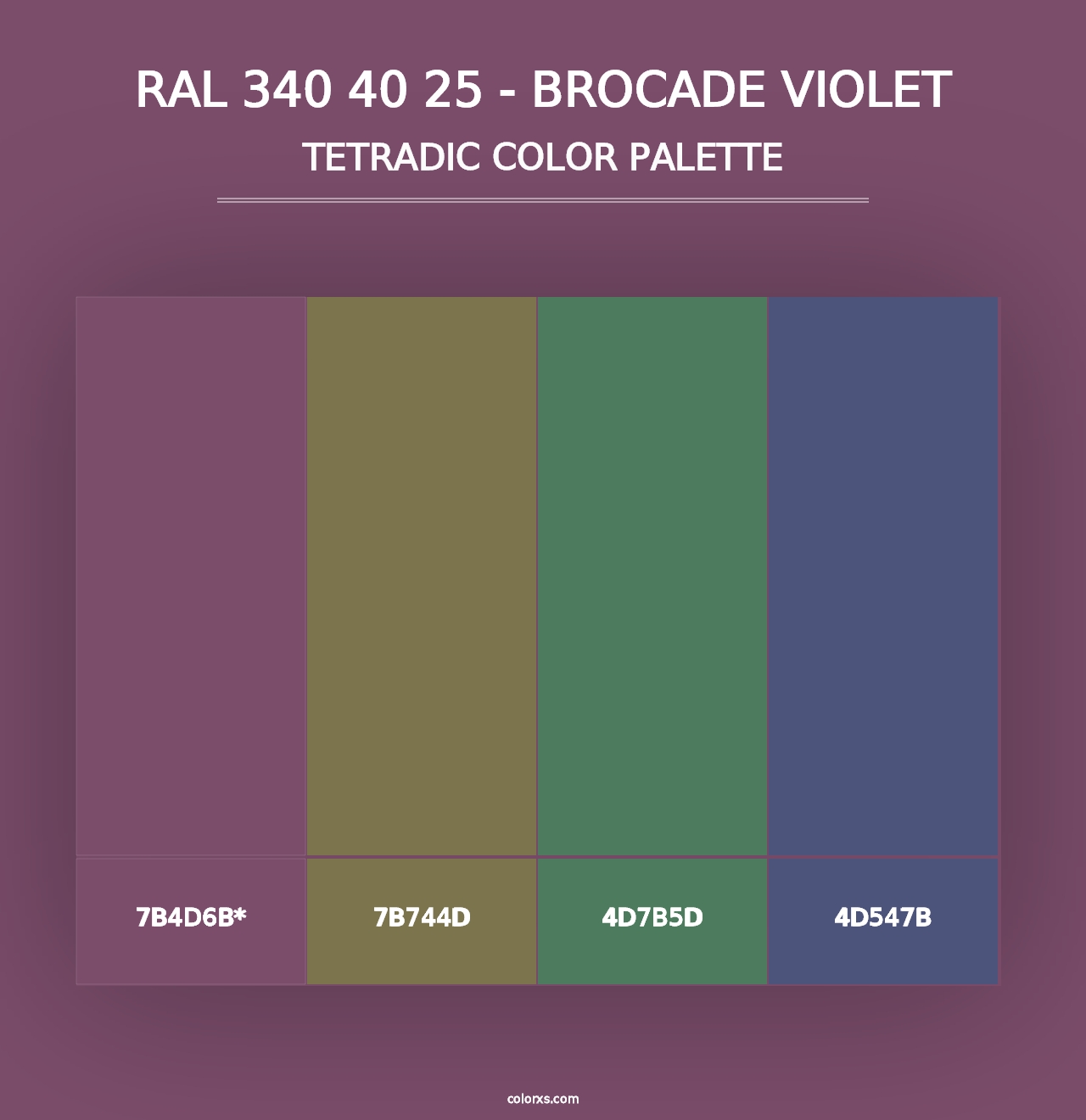 RAL 340 40 25 - Brocade Violet - Tetradic Color Palette