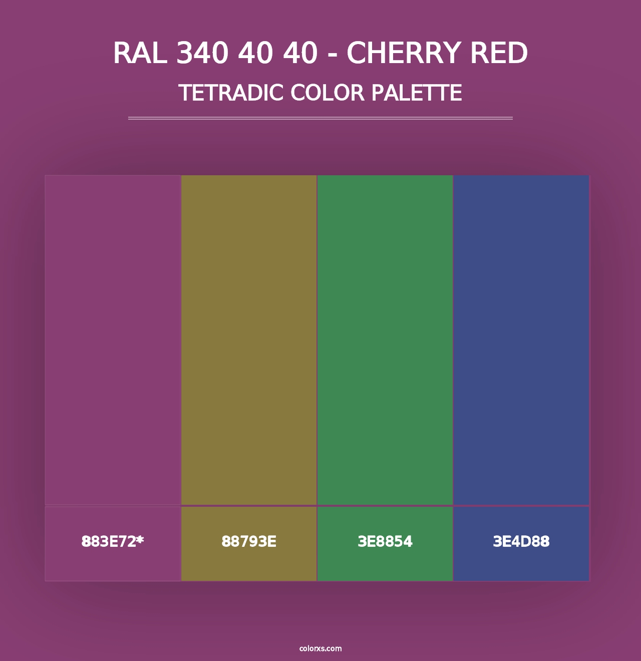 RAL 340 40 40 - Cherry Red - Tetradic Color Palette