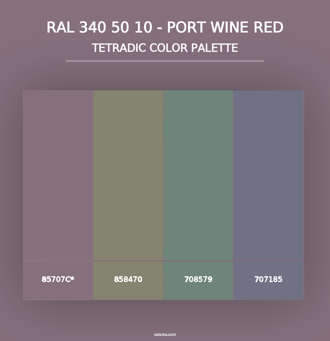 RAL 340 50 10 - Port Wine Red - Tetradic Color Palette