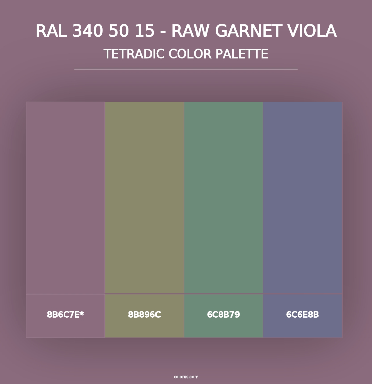 RAL 340 50 15 - Raw Garnet Viola - Tetradic Color Palette