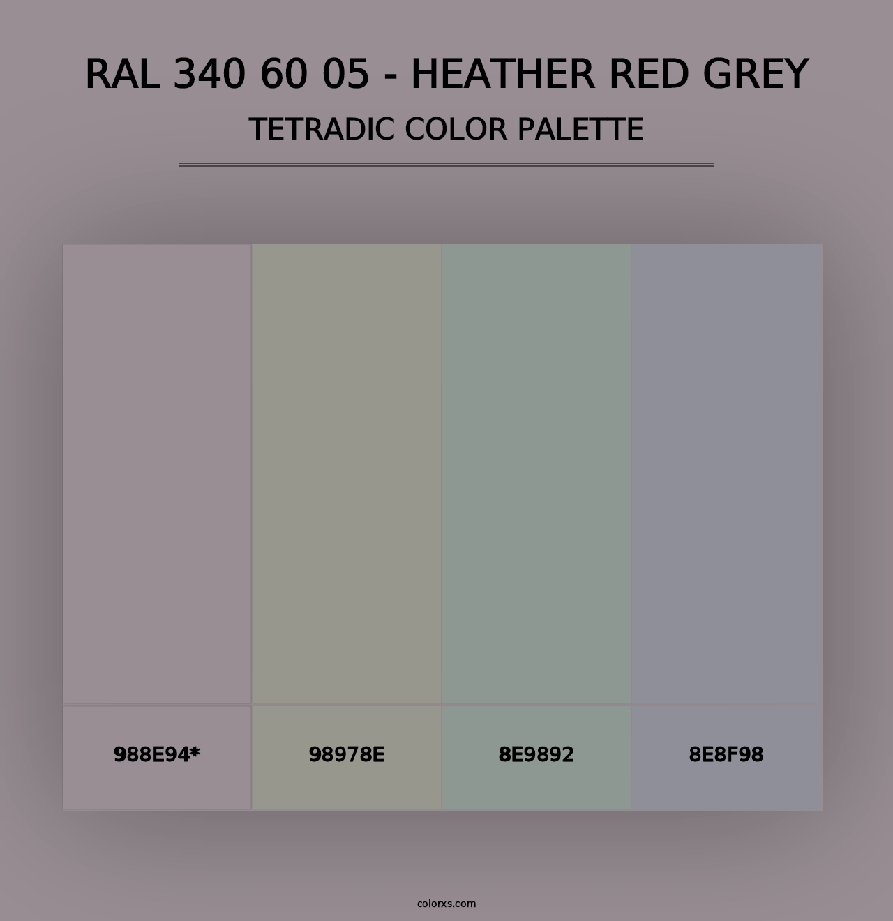 RAL 340 60 05 - Heather Red Grey - Tetradic Color Palette