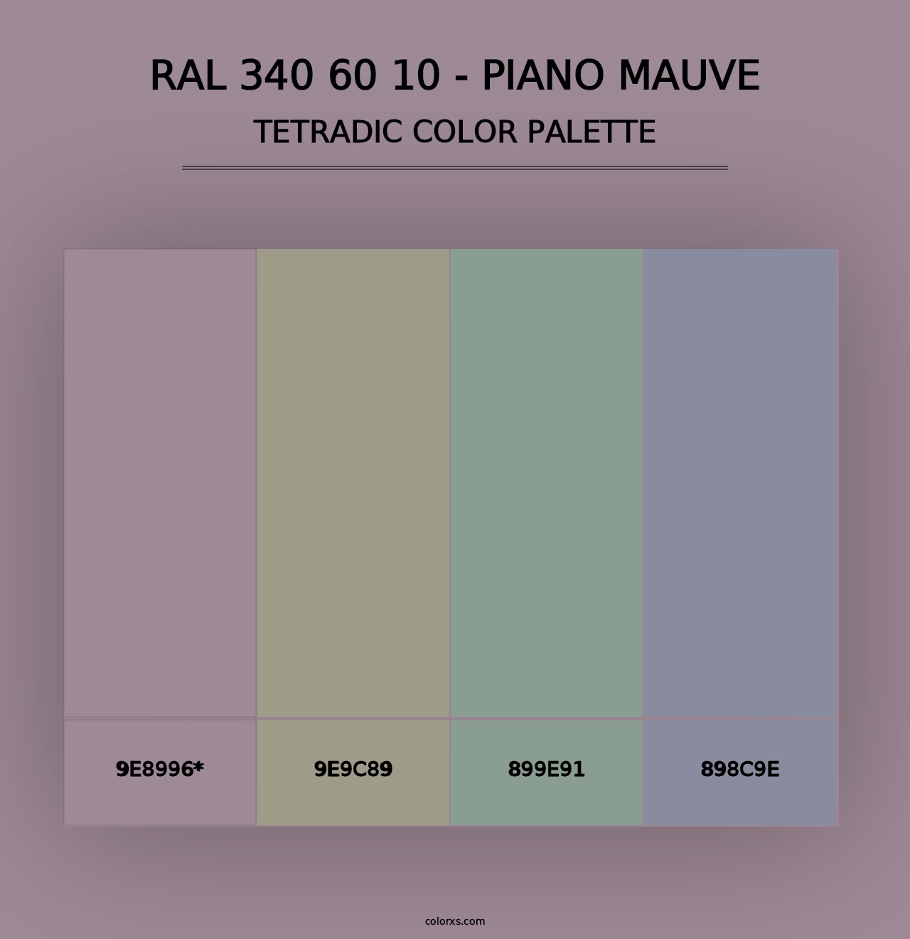 RAL 340 60 10 - Piano Mauve - Tetradic Color Palette