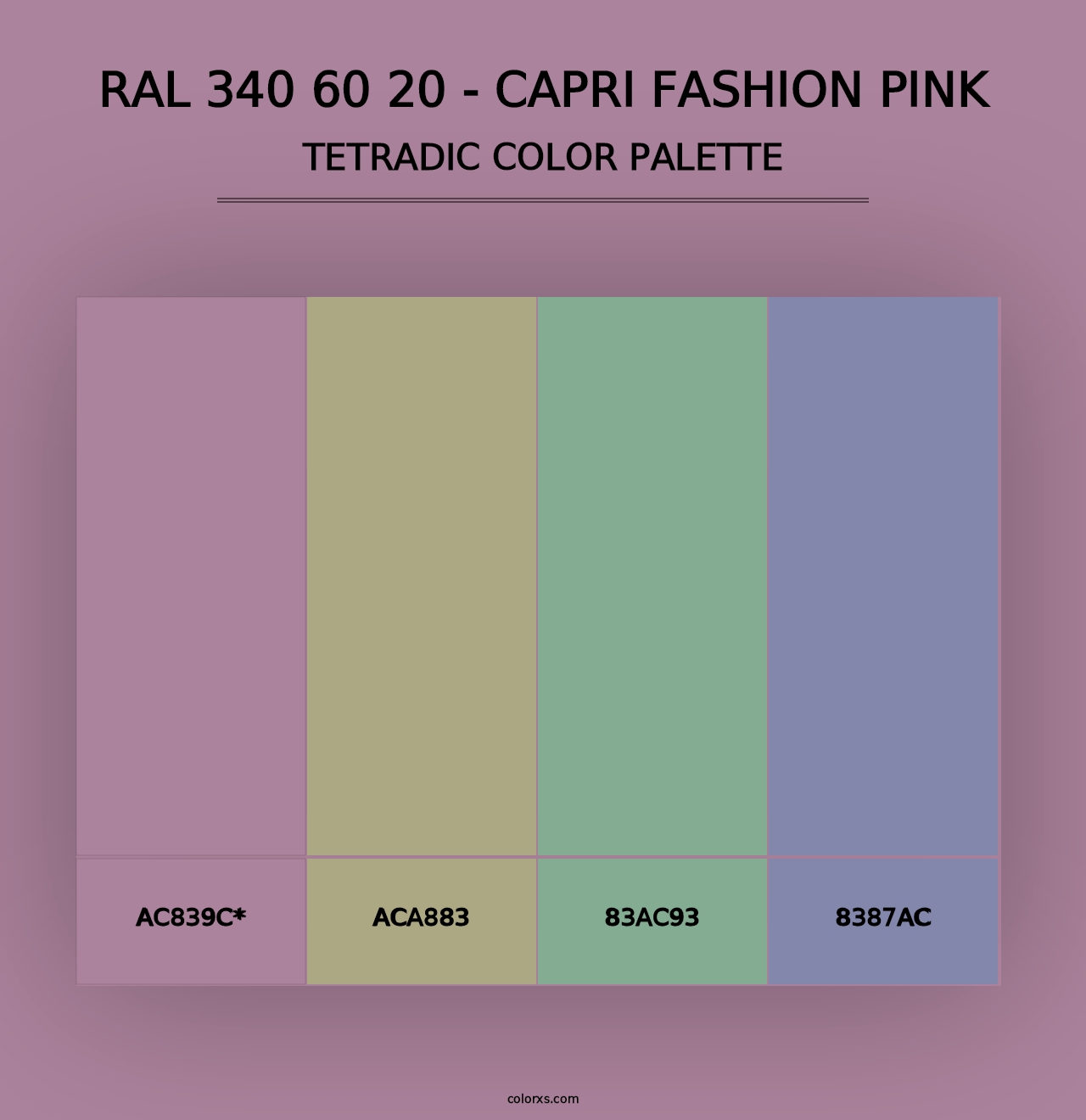 RAL 340 60 20 - Capri Fashion Pink - Tetradic Color Palette