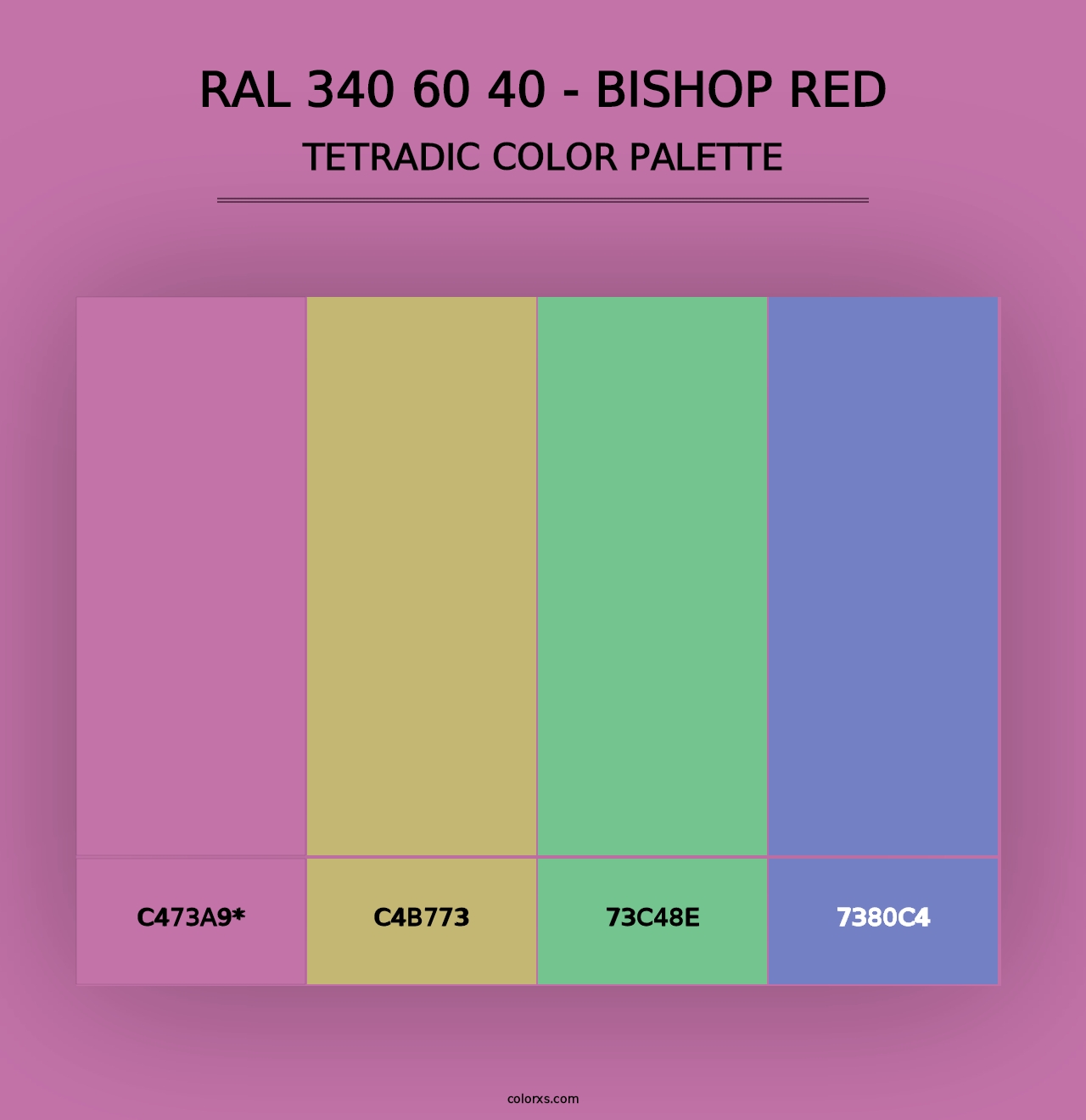 RAL 340 60 40 - Bishop Red - Tetradic Color Palette