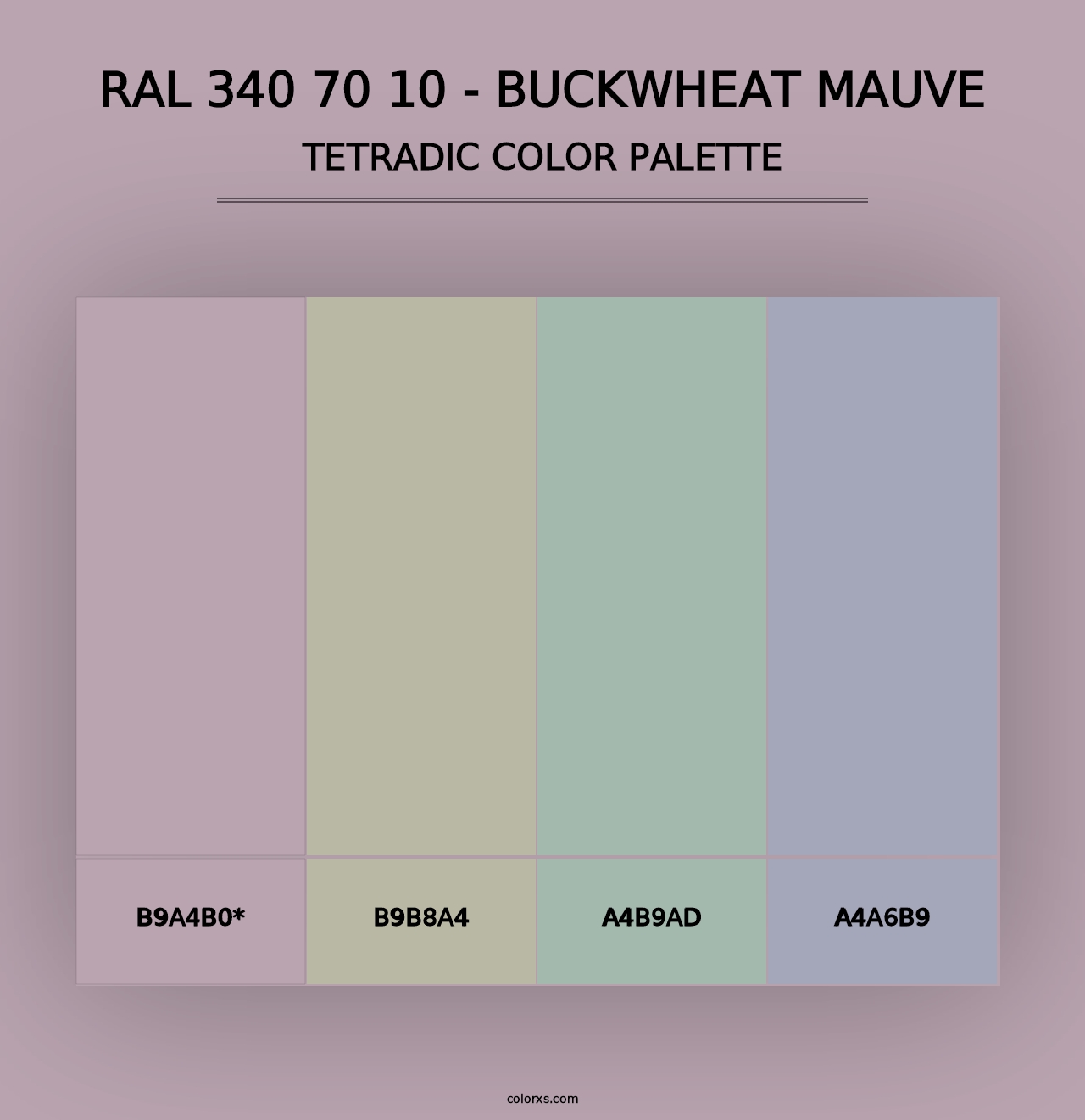 RAL 340 70 10 - Buckwheat Mauve - Tetradic Color Palette