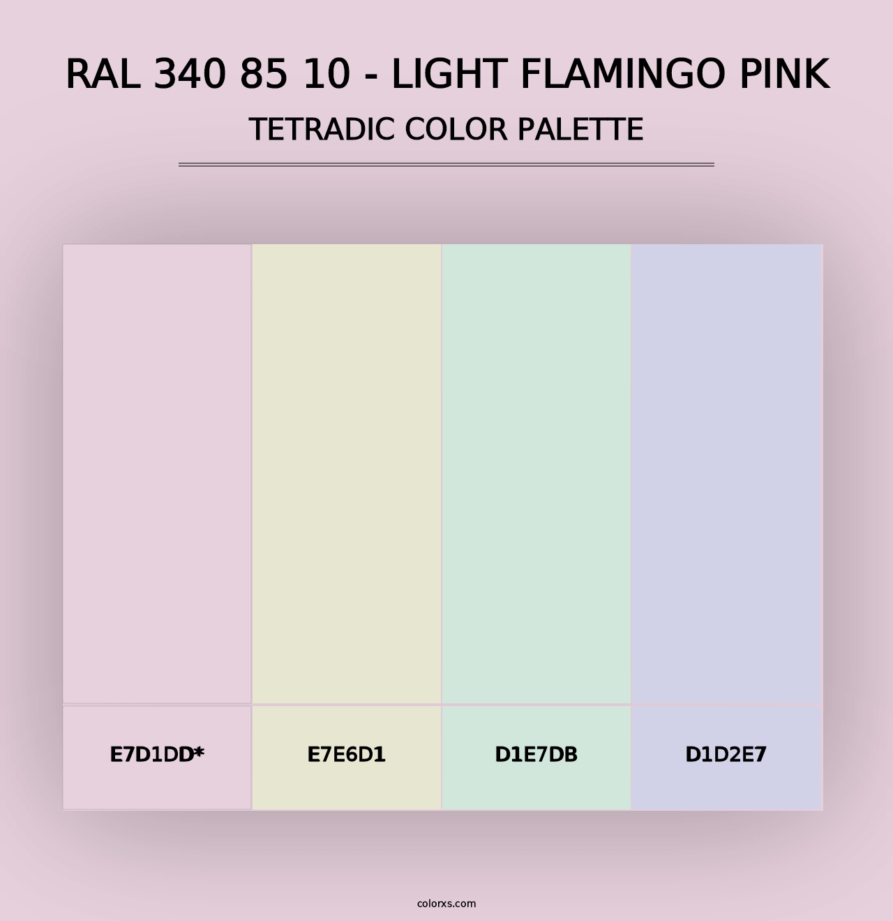 RAL 340 85 10 - Light Flamingo Pink - Tetradic Color Palette