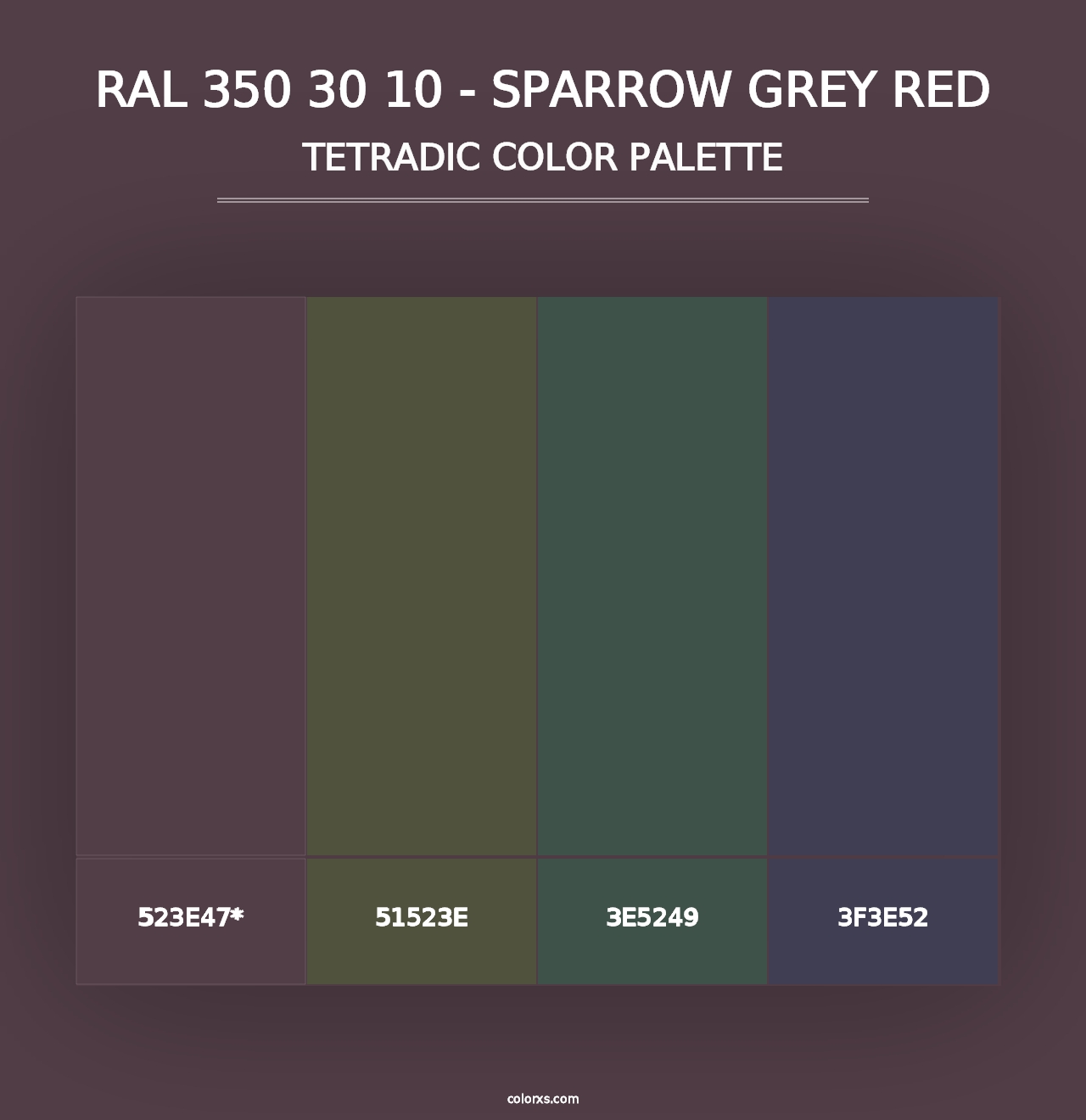 RAL 350 30 10 - Sparrow Grey Red - Tetradic Color Palette