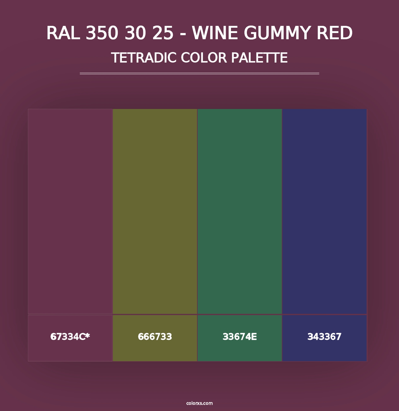 RAL 350 30 25 - Wine Gummy Red - Tetradic Color Palette