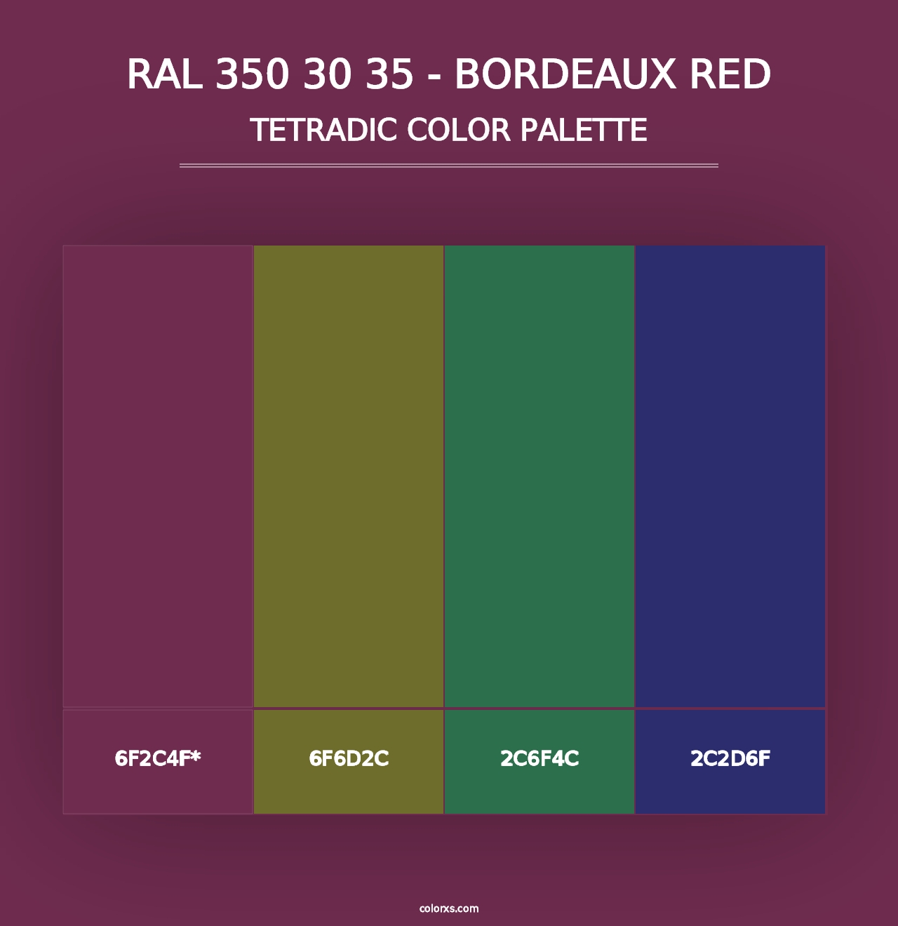 RAL 350 30 35 - Bordeaux Red - Tetradic Color Palette