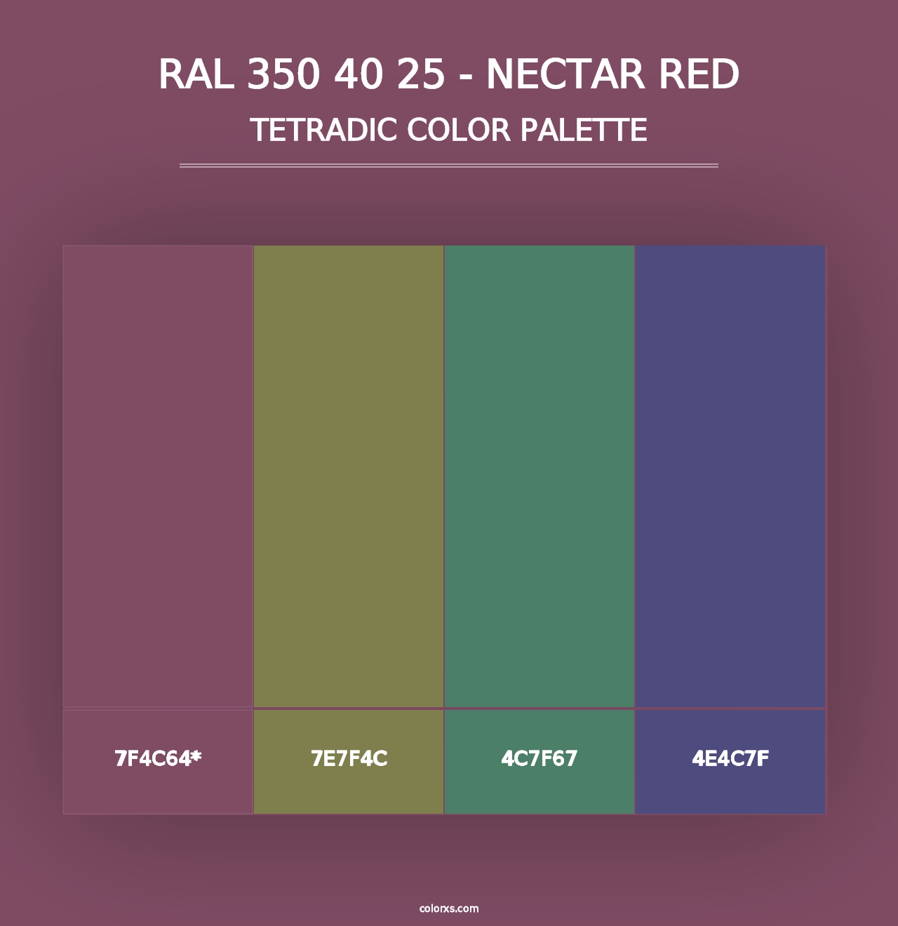 RAL 350 40 25 - Nectar Red - Tetradic Color Palette