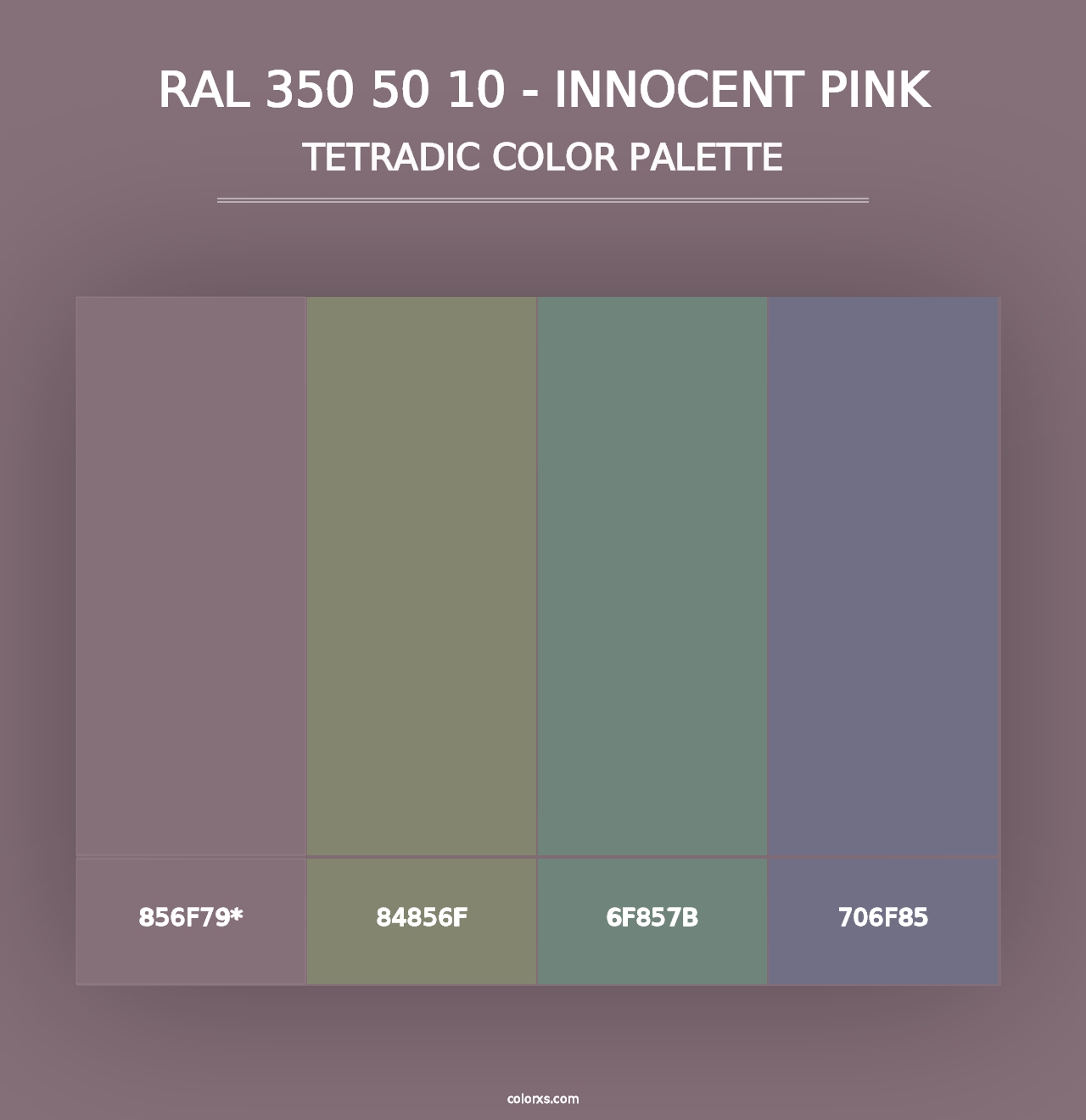 RAL 350 50 10 - Innocent Pink - Tetradic Color Palette