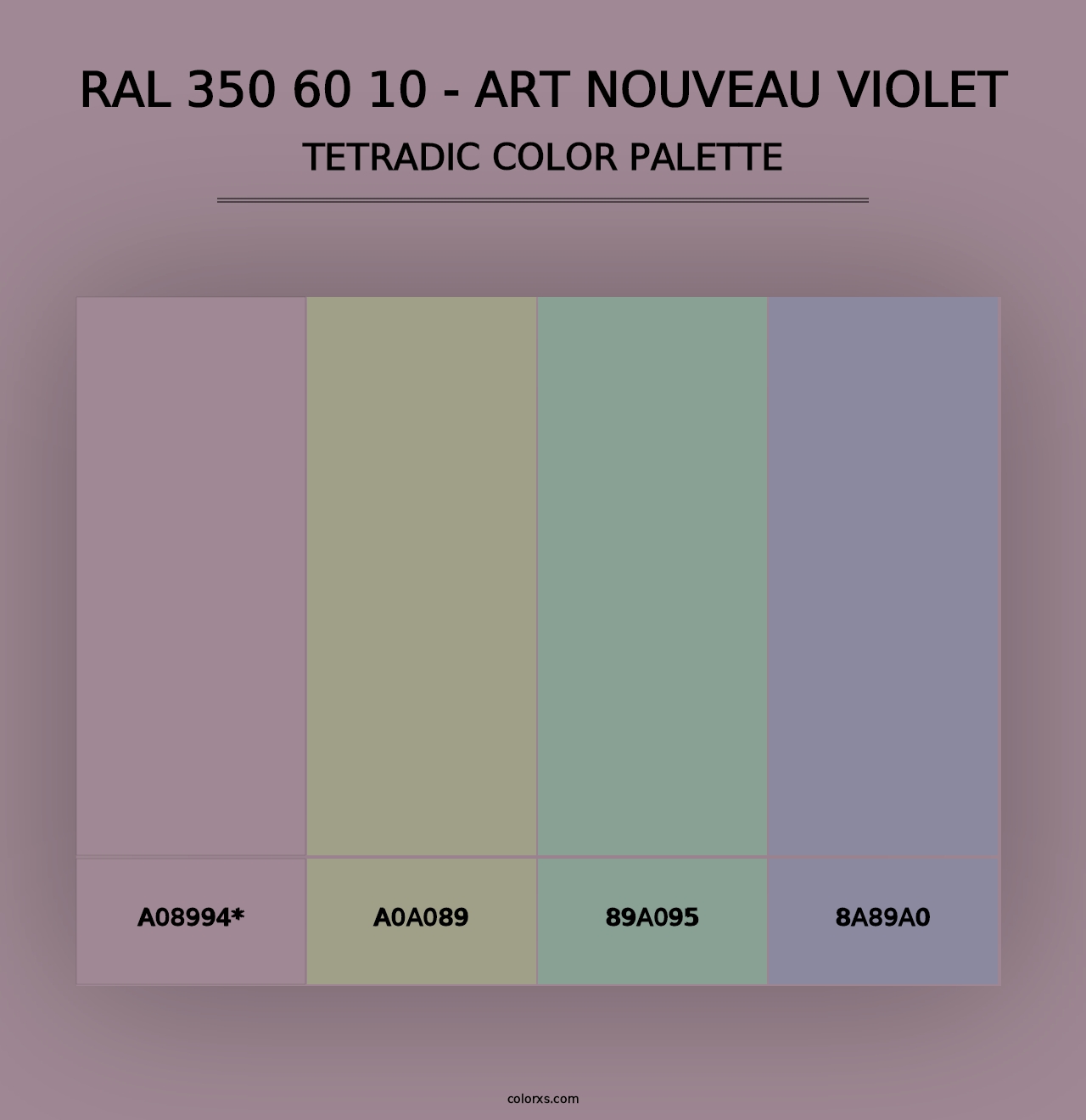 RAL 350 60 10 - Art Nouveau Violet - Tetradic Color Palette