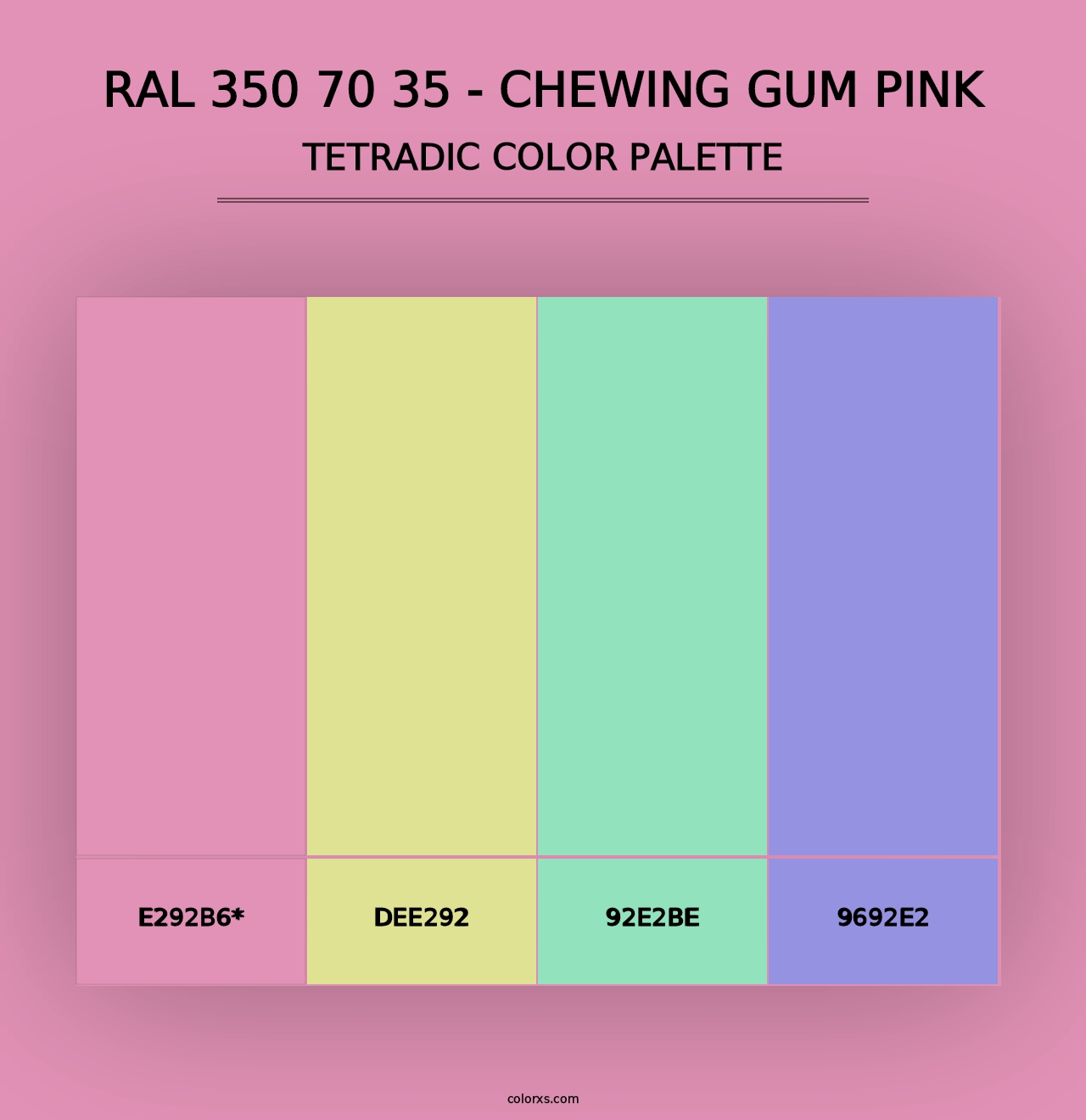 RAL 350 70 35 - Chewing Gum Pink - Tetradic Color Palette