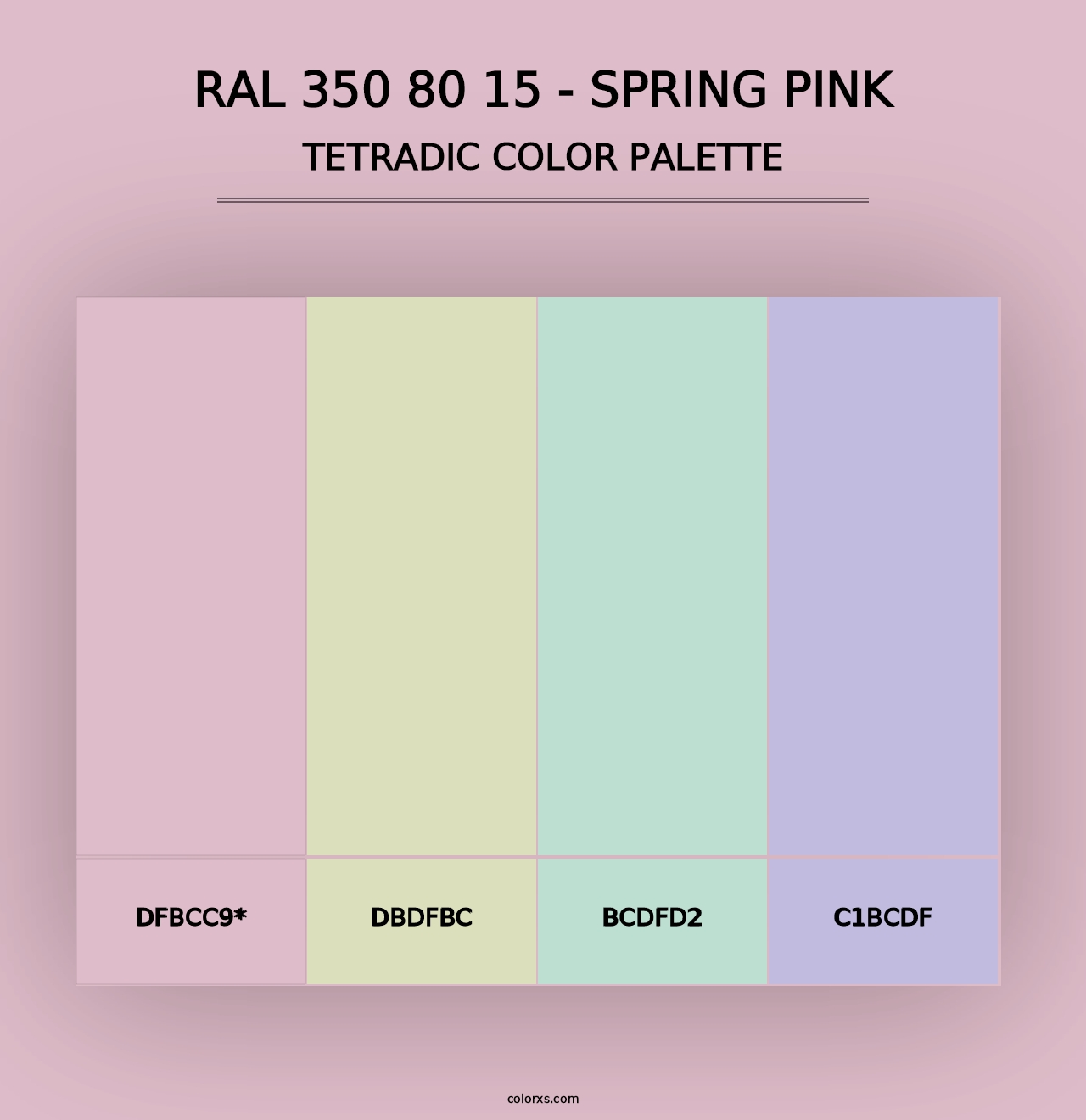 RAL 350 80 15 - Spring Pink - Tetradic Color Palette